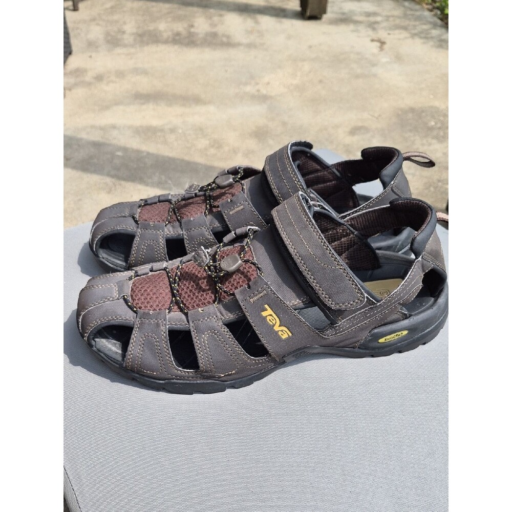 Teva Shoe Forebay Men's 12 Gray & Brown Closed-Toe Sport Water Sandals Gorpcore
